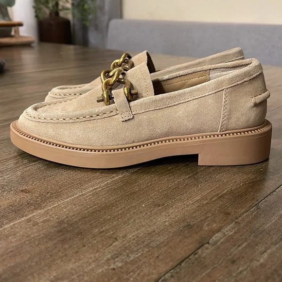 STEVE MADDEN Tan Suede Karmine Chunky Slip On Leather Loafer w Chain 5.5 - Picture 4 of 8